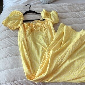 Yellow Puff Sleeve Dress